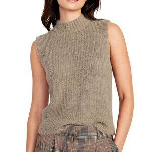 NWT Old Navy Mock Neck Eyelash Sleeveless Sweater Tank Top - XL - Taupe